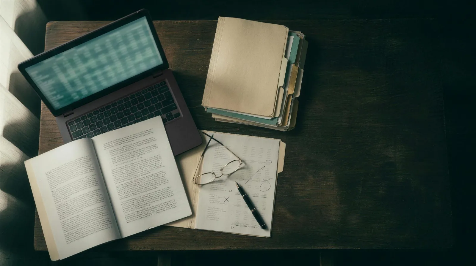 A signed deal file and a working capital schedule on a table